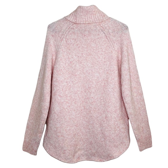 MICHAEL KORS Blossom Heathered High Low Turtleneck Pink Sweater M - Picture 5 of 11